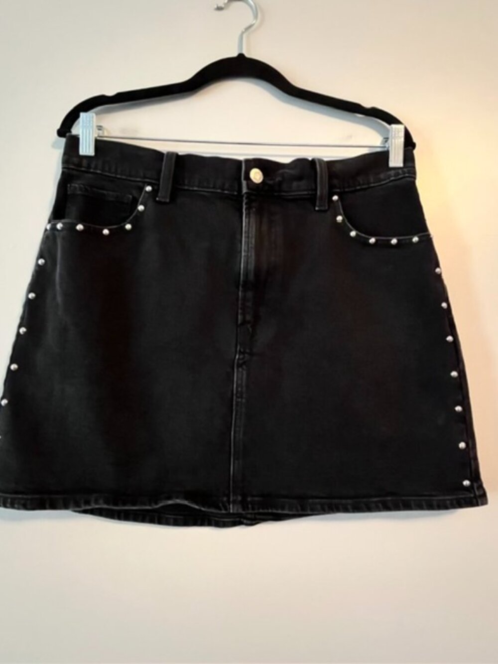 Gap Black Denim Studded Mini Skirt